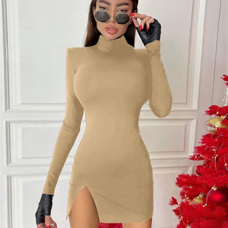 Hawthaw Women Spring Autumn Long Sleeve Bodycon Soild Color