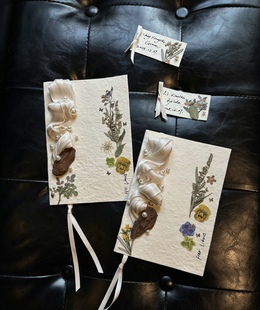 婚礼贺卡誓辞卡手卡森系韩系流苏东巴纸布幔diy誓言卡手工材料包