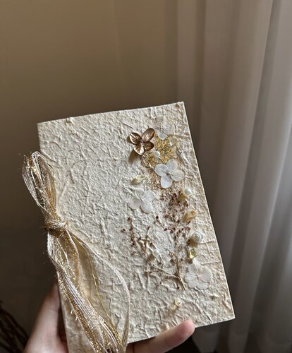 Wedding婚礼手写贺卡誓言卡干花老钱风香槟金韩式东巴纸宣誓本