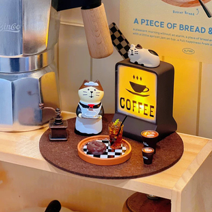 饰家居礼物 小夜灯装 冰美式 咖啡猫咪咖啡屋咖啡角灯牌解压小型日式