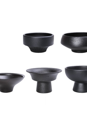 景观花盆创意铜钱草黑色器皿无孔摆件专用水培苔藓陶瓷微蕨类黑底