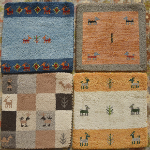 波斯印度手工编织打结 羊毛gabbeh坐毯垫可爱柔软加厚飘窗装饰垫