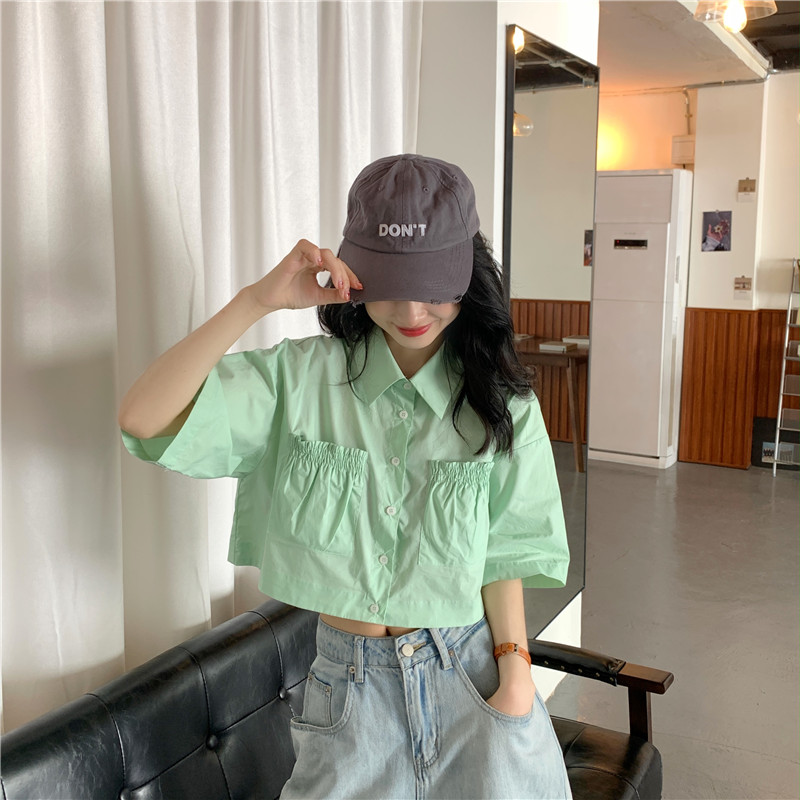 Live shot age reduced drawstring short sleeve shirt