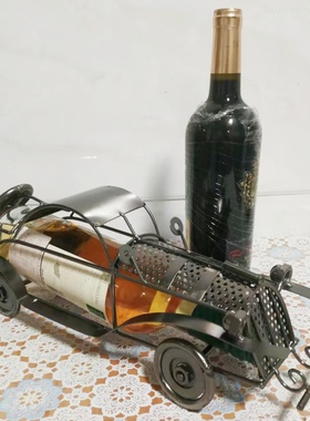 复古铁艺老爷车模型摆件欧式家居红酒架装饰品创意工艺品摄影道具