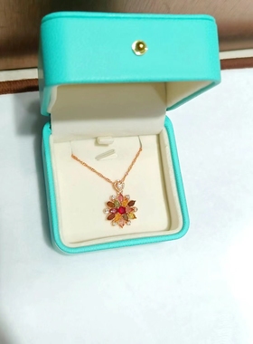 天然进口碧玺项链时尚花开富贵吊坠女款送朋友闺蜜925纯银颈饰新