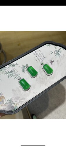 翠滴滴 925银葫芦阳绿豆子挂件帝王绿树叶高冰透佛公媲美翡翠色