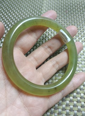 年底清货天然岫玉手镯黄绿色冰种手环正品送礼佳品女款促销带证书