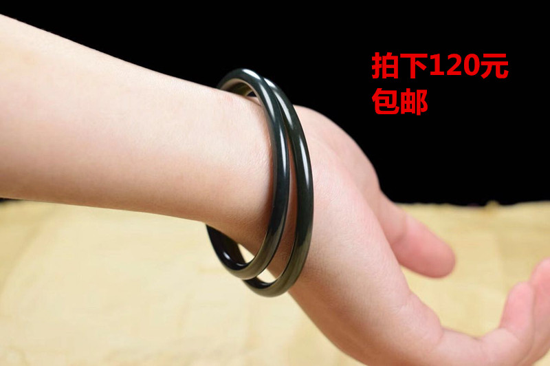天然正品新疆和田青玉经典女款细条手镯精致款高雅线镯带证书促销