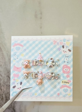 美甲钻材料包华子钻圣诞小熊款超可爱美甲饰品美甲材料包