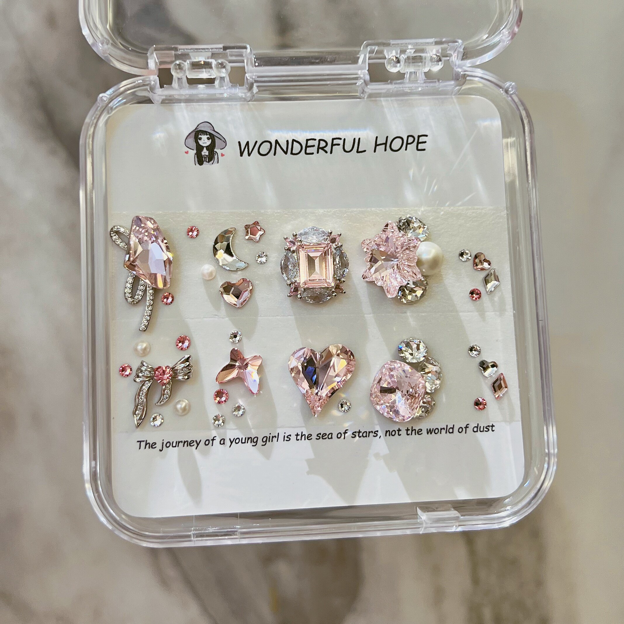 施华洛美甲钻材料包美甲饰品全华华子蔷薇粉