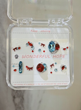 美甲钻材料包圣诞新年红色系美甲饰品华子钻全华钻