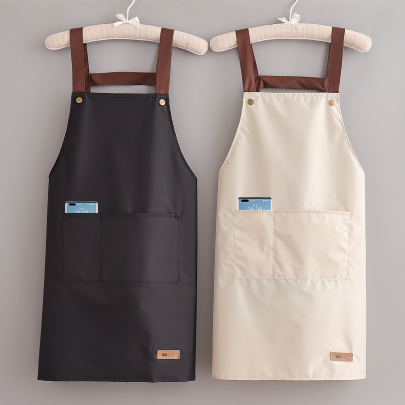 简约防水围裙女家用厨房做饭防水防油上班工作服定制logo夏季薄款