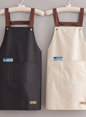 简约防水围裙女家用厨房做饭防水防油上班工作服定制logo夏季薄款