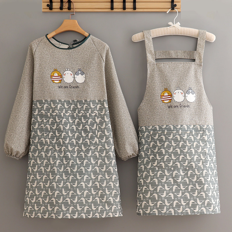 洋气新款围裙韩版罩衣女帆布厨房长袖做饭家用日系工作服布料防污,家庭/个人清洁工具,围裙,淘宝优惠券,粉丝福利购,淘宝优惠卷