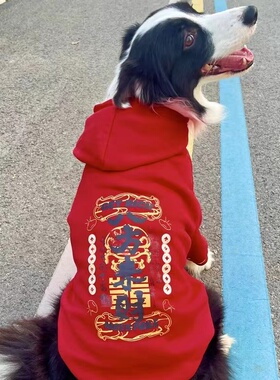新年狗狗衣服秋冬款加绒加厚金毛红色衣服拉布拉多德牧中大型犬