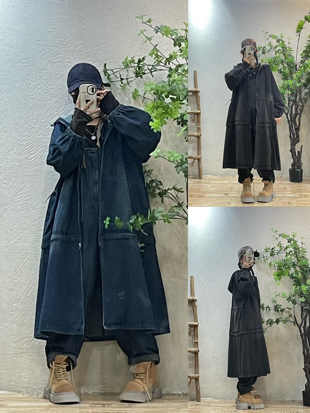 2023年秋季新款连帽牛仔风衣女韩版宽松百搭休闲长袖中长款外套潮