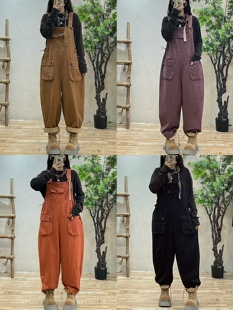 新款 女2024秋季 宽松显瘦做旧个性 工装 时尚 连体长裤 减龄牛仔背带裤