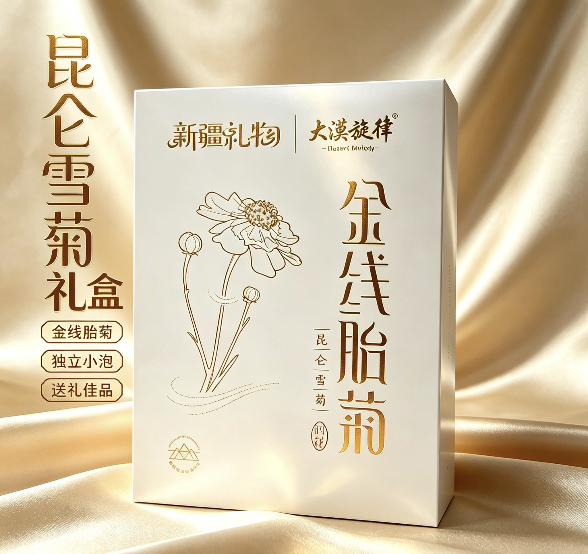 大漠旋律新疆雪菊金线胎菊雪菊精品礼盒包装96克（48袋*2克）图片
