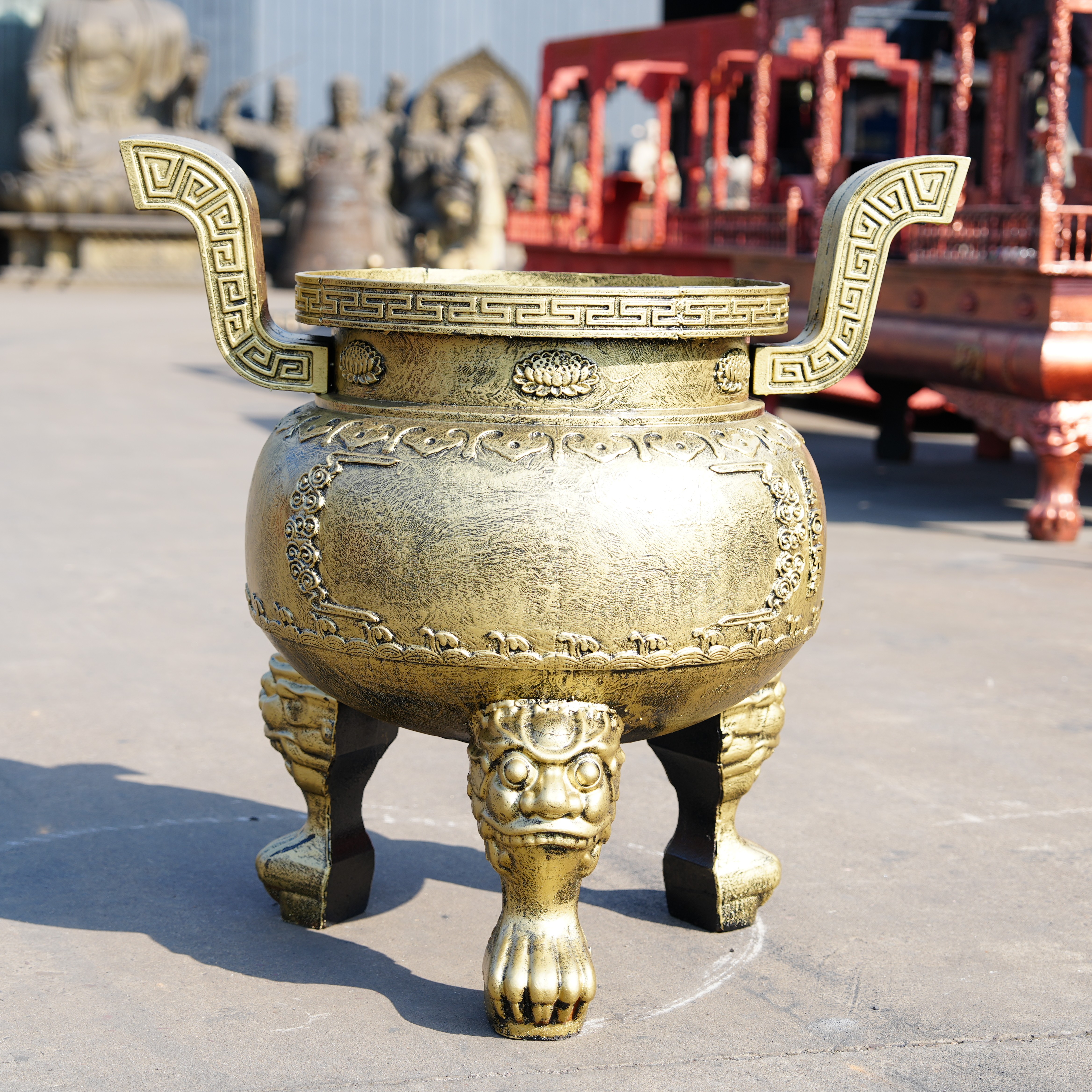 铸铁圆形双耳铸造香炉鼎大号特大号定制户外供奉寺庙道观复古高温