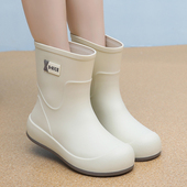 2025时尚 女 加绒外穿胶鞋 雨鞋 女厚底可爱短筒雨靴加绒防水防滑水鞋