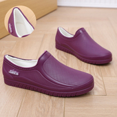 女防水防滑平底雨靴女加绒保暖洗车厨房工作软底胶鞋 时尚 浅口雨鞋