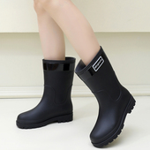 新款 厨房洗车工作水靴 加绒雨靴防水防滑成人胶鞋 雨鞋 女士中筒水鞋