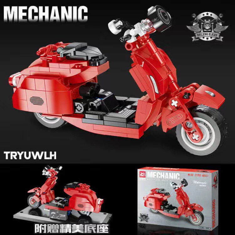 Chinese Building Block Motorcycle Series Car Small Particle Model Assembly Set Boys' Educational Children's Toys
