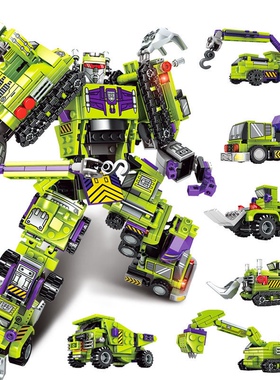 森宝103081-086钢铁机甲积变大力神6合1男孩拼插拼装积木玩具套装