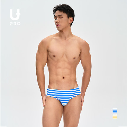 UPRO时尚蓝色黄色条纹三角泳裤男士泳衣《奔向大海的勇气》