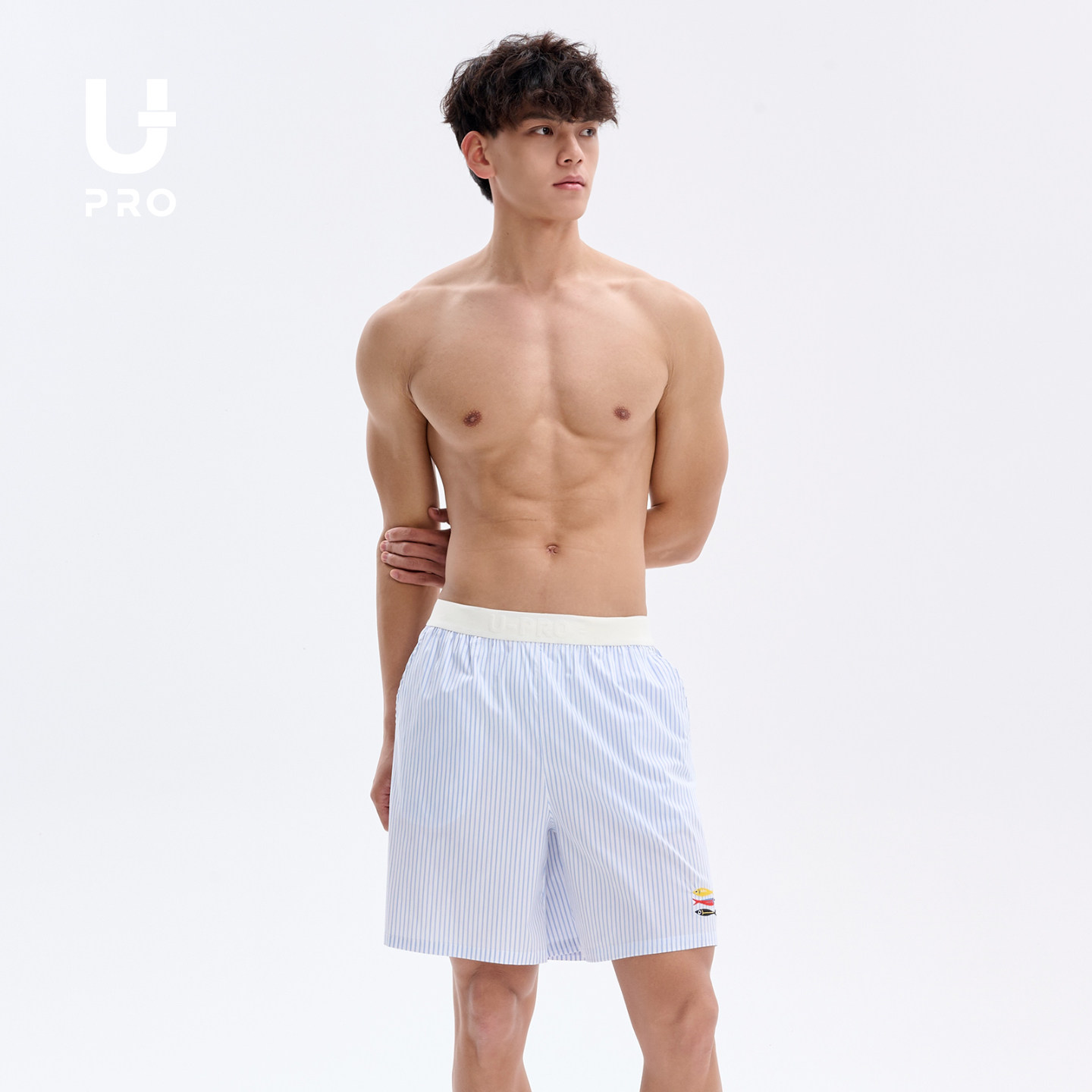 UPRO柚璞男士居家阿罗裤刺绣summer love爱在盛夏系列可外穿短裤