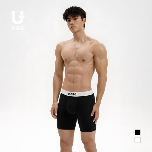 UPRO柚璞+系列7A抗菌高弹时尚男士平角内裤黑色运动内衣