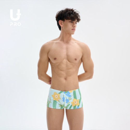 UPRO柚璞水仙花少年男士平角泳裤泳衣印花沙滩裤