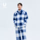 居家服可外穿有口袋 法兰绒冬季 UPRO时尚 秋冬格纹保暖高领套装