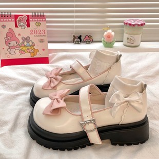 单鞋 甜美蝴蝶结松糕鞋 玛丽珍配裙子潮流jk时尚 子女2025新款 女 夏季