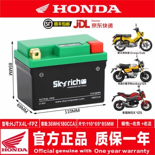 适用本田小猴子Monkey125 Cross Cub MSX125 Grom125小鲨90电瓶