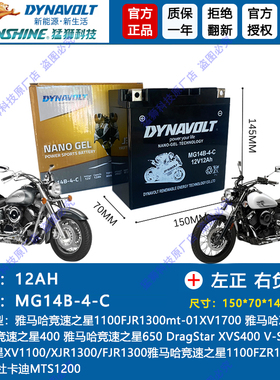 YT14B-BS杜卡迪雅马哈电瓶FZS1000S BT1100FJR1300 GT14B-4蓄电池