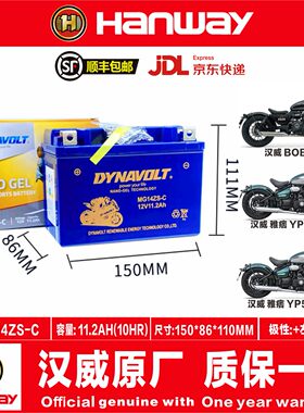 汉威HS125 Furlous250SC 250NK BOB400雅痞YP500B50雅痞YP520电瓶