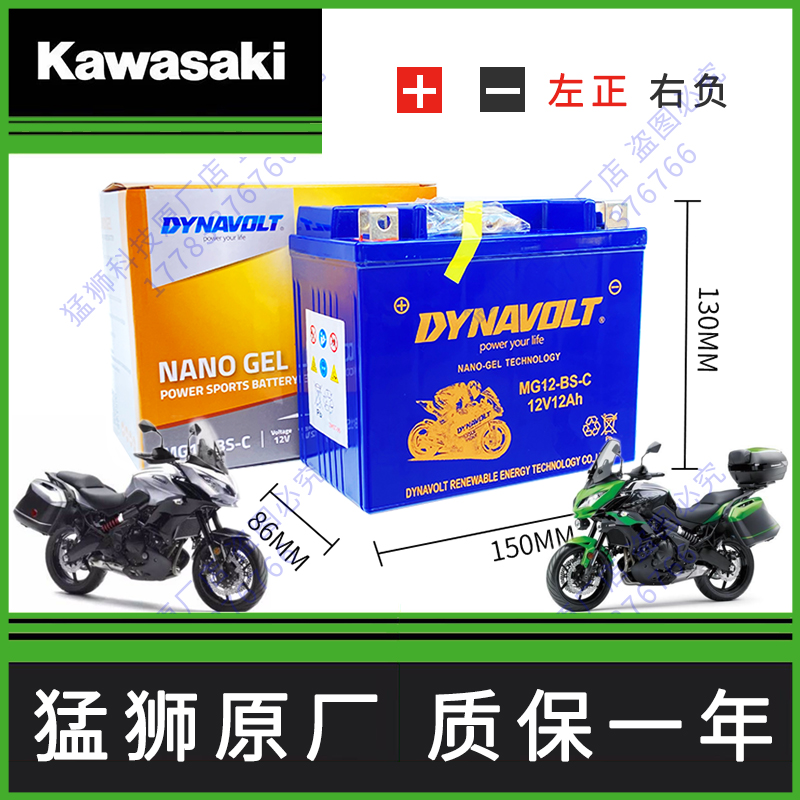 适用川崎异兽Versys650 W650 W800 Vulcan900 ZRX1200 ZZR600电瓶