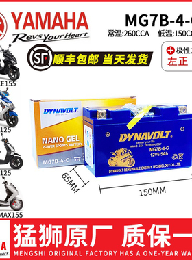 雅马哈SMAX155 FORCE155 BWS125劲战125 GTR125电瓶YT7B-BS蓄电池