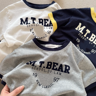 男童短袖T恤A类T刺绣2026夏季新款童装宝宝半袖洋气纯棉中小童T恤