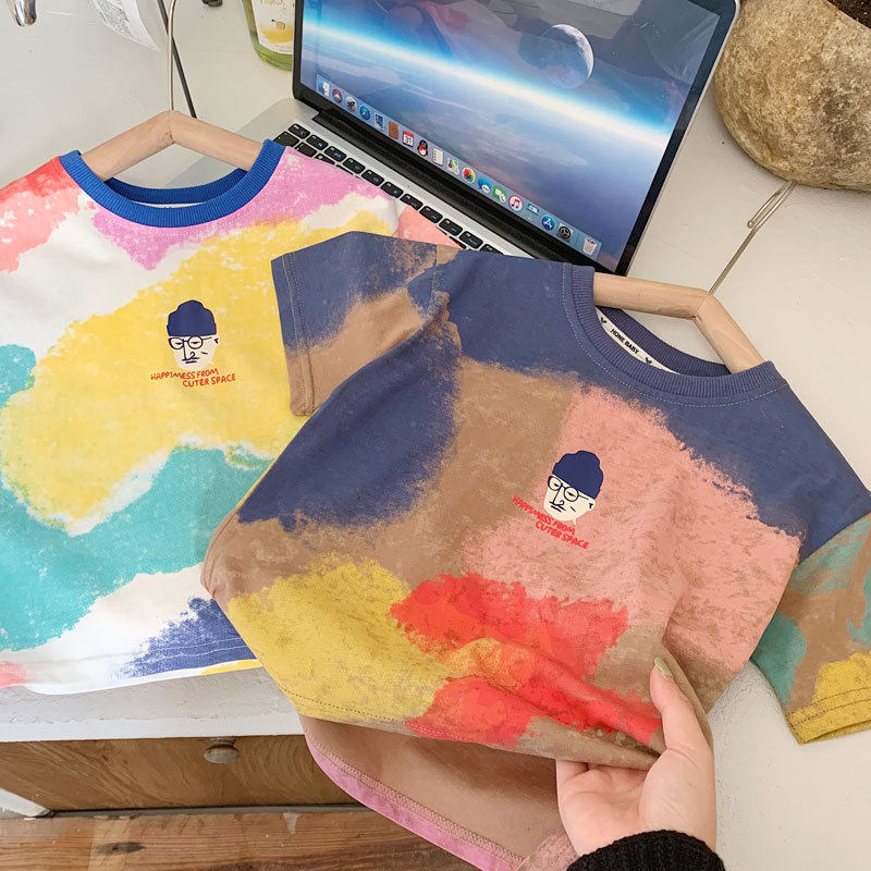 五彩缤纷的夏天~ 男童短袖t恤炫彩卡通女宝宝半袖上衣夏季儿童t潮