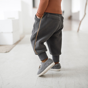 双面绒老爹裤 男童加绒裤 加厚长裤 宝宝冬季 子一体绒软糯宽松暖暖裤