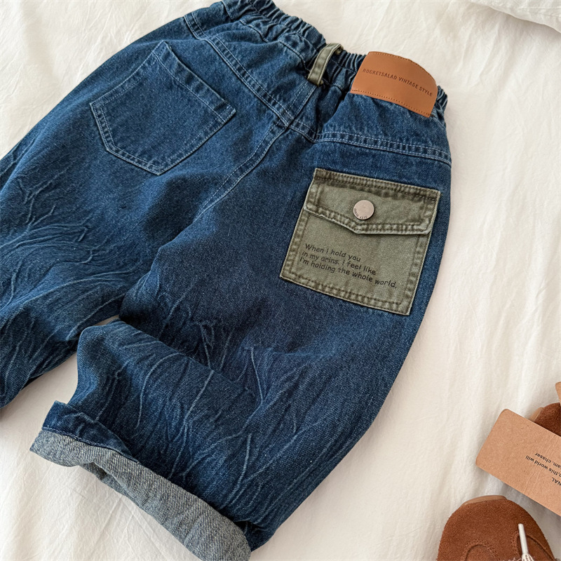 直筒裤宽松百搭中小童牛仔裤秋