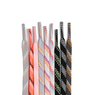 6mm扁 鞋带双色斜点黑白桔色红蓝黄紫桔点篮球鞋跑鞋带男女长短绳