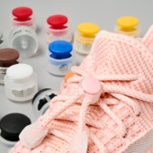 塑料鞋 带抽绳卡口面包扣固定配件 带弹簧扣儿童成人免系彩色衣服鞋