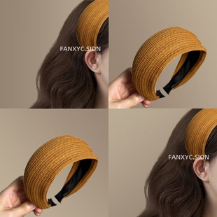 针织毛线宽边高颅顶发箍女款 头箍压发卡发捆头饰发旅秋冬气质