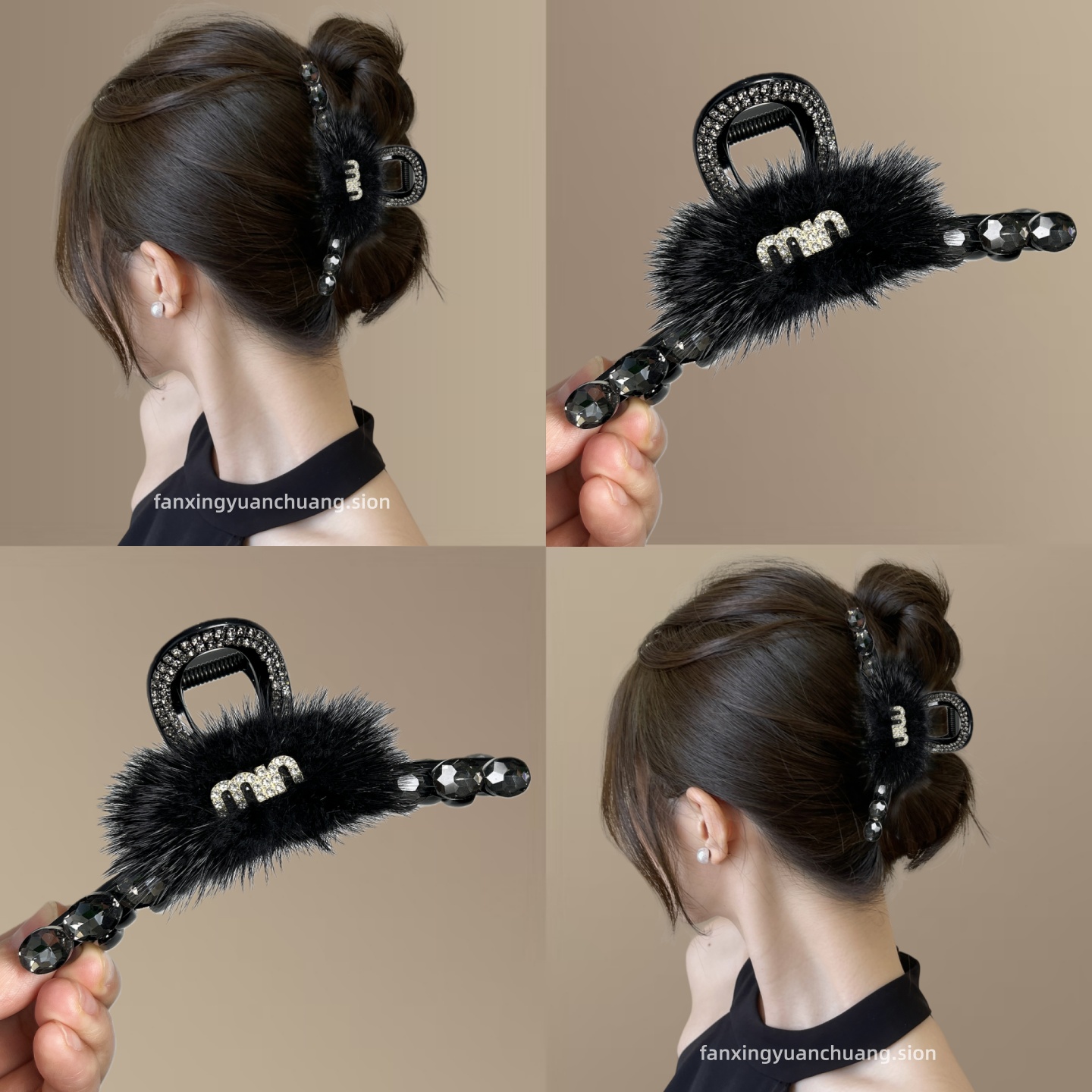 【心动剧场】小香风毛绒抓夹轻奢发夹高级感鲨鱼夹后脑勺旅行发卡