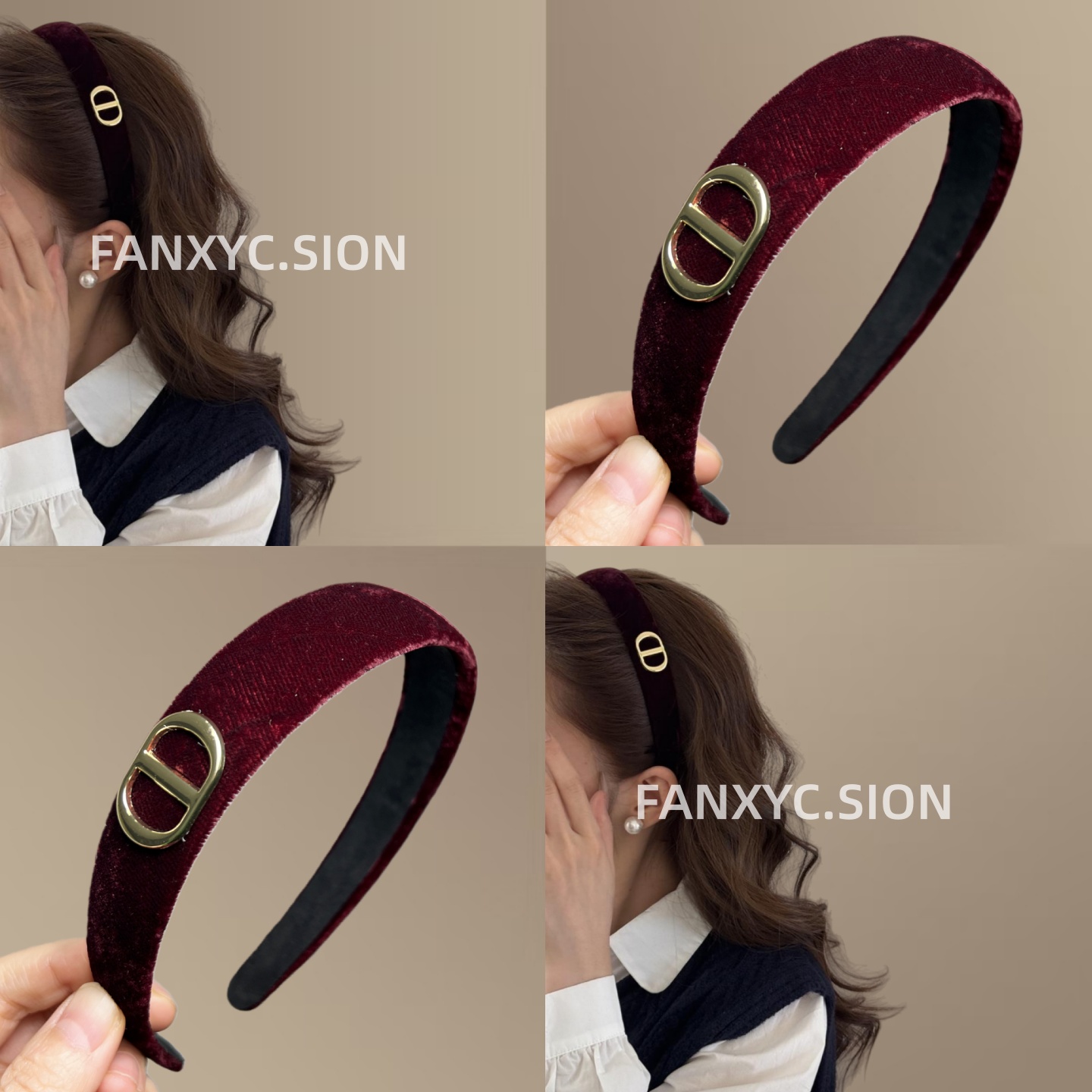 韩系复古猪鼻子植绒百搭发箍