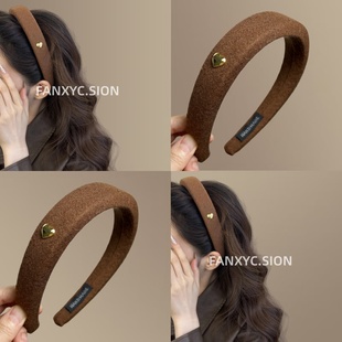 【秋日奏鸣曲】毛呢纯色金标宽发箍高颅顶头箍高级感气质发饰韩系