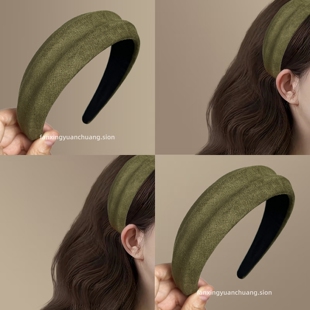 【青青子衿】新款麂皮绒凹凸发箍设计感显脸小头箍气质旅行发卡